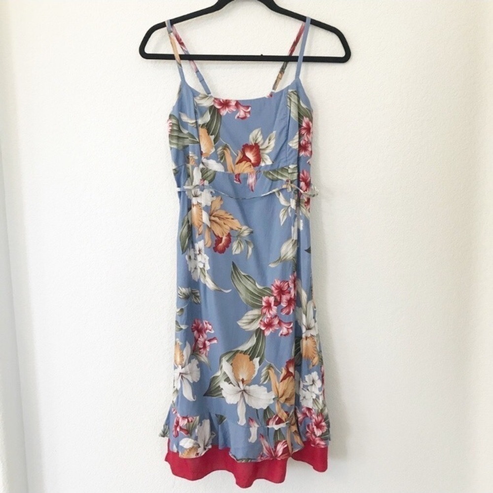 Aloha Hut floral Hawaiian summer dress sz medium